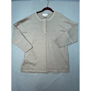 Willow Blossom Women’s Medium Gray Button Long Sleeve Henley Top USED